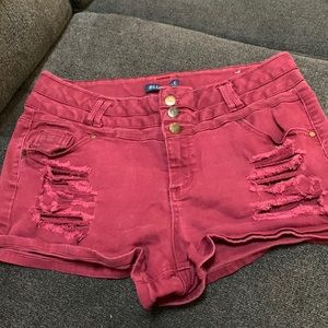 Maroon jean shorts